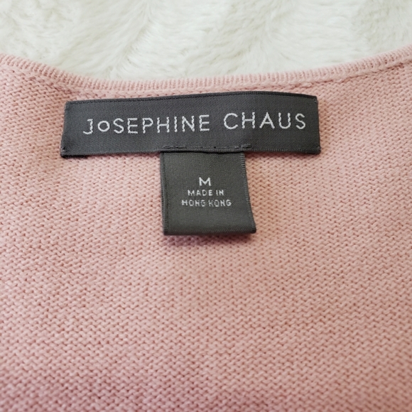 Josephine Chaus V-neck Pearl Beaded Pink Sweater Sz. M - Picture 3 of 7